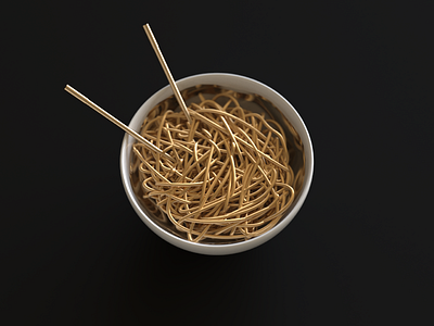 24 Karat Ramen black c4d experiment gold noodles render