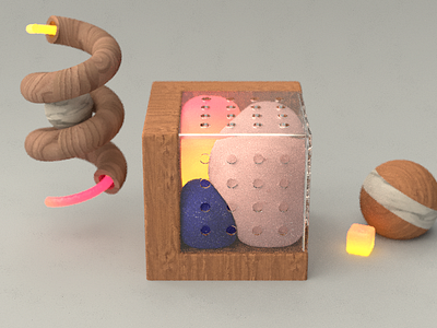 Family Outing || Playground 3d c4d cinema 4d excercise glass marble materials pink render wood yellow