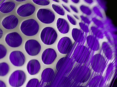 Playing with Houdini 3d c4d hair purple render texture wires