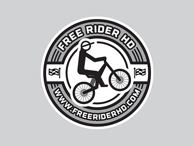 Free Rider HD Sticker badge circle freerider game print sticker stickman vector