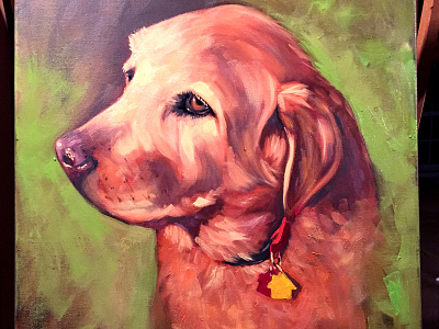 Meet Gibson art canvas dog drawing fine art jeff oehmen painting pet studio