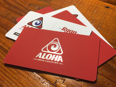 Aloha Brand Business Cards brand business business cards design draw greenville jujitsu logo martial arts rounded corners type