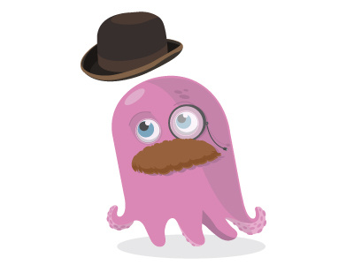 Octopus art design drawing hat illustration jeff oehmen monocle octopus pink