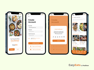 EazyEats - Food Ordering App UI/UX Design app design figma food app icon ios app mobile app mockup photoshop typography ui design ux