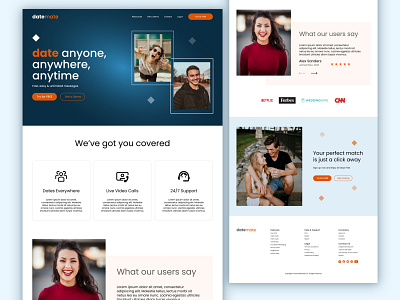 Dating Website Landing Page - UX/UI Design in Figma dating website desktop ui design figma uxui design website ui