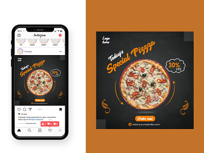 New Pizza Food Social Media Post Design ads banner creative design facebook post insragram post social media post social media post banner square banner