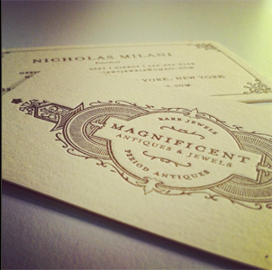 Magnificent Antiques Business card branding business cards identity letterpress logo