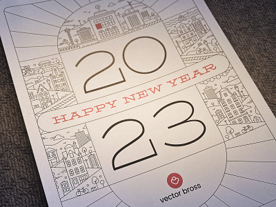 Happy New Year 2023 card belgium branding brussels buildings city graphic design illus illustration leuven logo