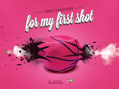 My first shot on Dribbble ! basketball blast bullet dribbble explosion first shot invites nasir uddin pink