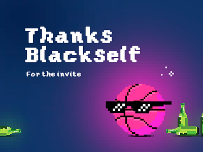 Thanks @BlackSelf for the invite beer dribbble first shot illustration invite pixel thank you thanks thnx