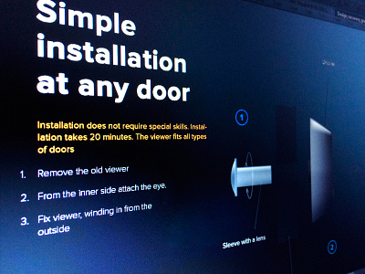 This is a shot of LCD Door Viewer Landing Page bootstrap clean dark colored graphic responsive typography ui ux web design