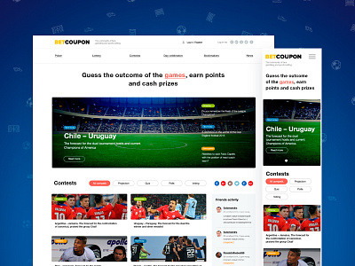 The Sport games social network design flat football game net social sport ui ux web design каталог социальная сеть