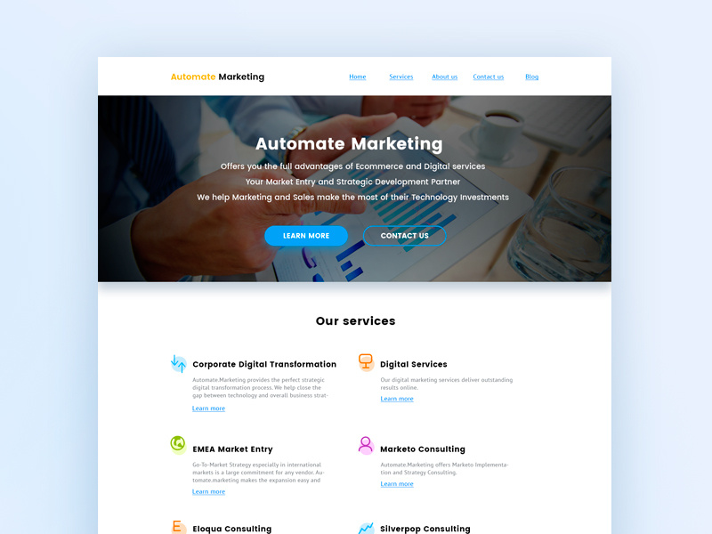 The first version Automate marketing service consulting didgital mscrm emea sale marketing web design typography redesign design ux ui