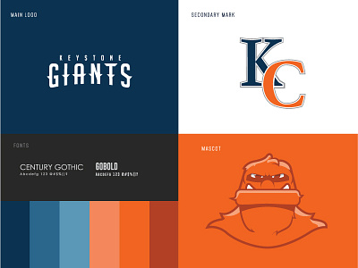 The KC Giants athletics brand branding college guide icon logo mascot sports typography