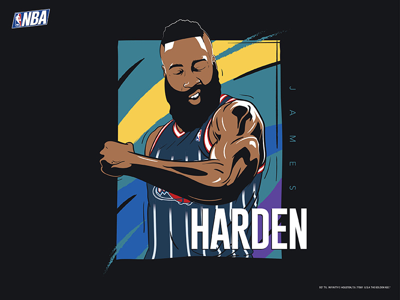 James Harden sports draft illustration adidas nike 90s houston rockets james harden vintage basketball nba