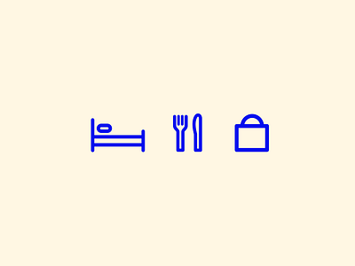 Akito Icons bed branding hotel icons identity illustration minimal shopping silverware simple