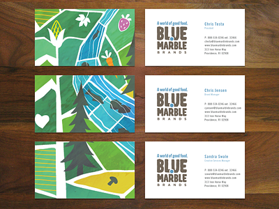 Blue Marble Illustration business card food fruit healthy illustration vegetable waterfall