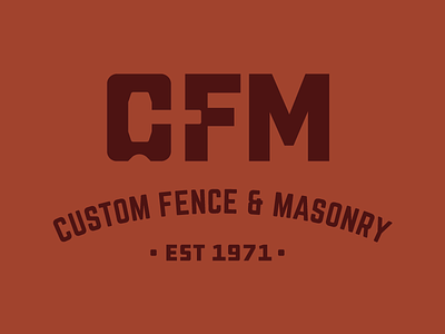 Custom Fence & Masonry construction logo masonry negative space stone