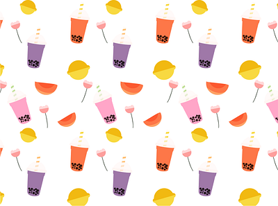 bubble tea pattern beverage branding bubble tea design digital illustration drink editorial editorial illustration flat design food food illustration food pattern fruit pattern graphic design illustration pattern pattern design pattern illustration