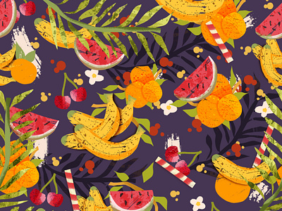 Pattern fruit summer design digital illustration editorial editorial illustration flat design fruit graphic design illustration pattern pattern design procreate