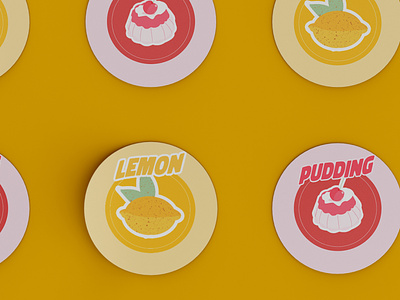 pudding lemon stickers branding design digital illustration editorial editorial illustration flat design food food stickers graphic design illustration lemon logo mockup pastry pudding