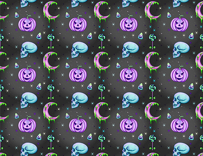 Pastel Halloween 2d design digital halloween illustration pattern repeating