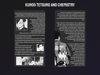 Kuroo Tetsuro and chemistry