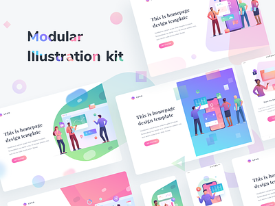 Modular Illustration Kit animation app branding design icon illustration illustrator typography ui ux vector