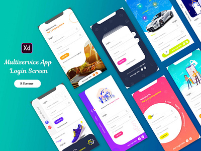 Multiservice Mobile App Login - UI Kits app branding design icon illustration illustrator ios typography ui ux vector