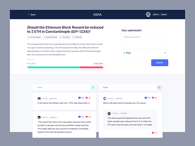 Kora Discussion Tool for Web3 blockchain crypto decentralized government ui ux voting web design