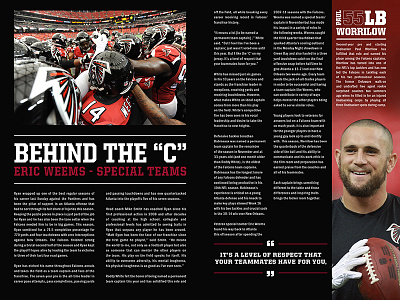 Atlanta Falcons Gameday Spread Pg 2 atlanta design editorial espn falcons football magazine nfc nfl retouching sports typography