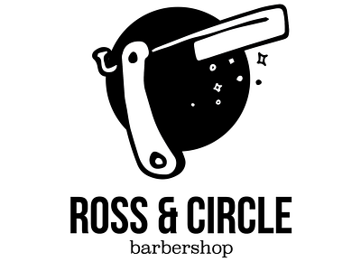 Ross & Circle Barbershop logo branding design illustration logo vector