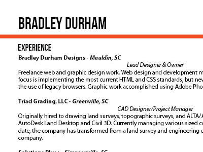 Bradley Durham Resume indesign resume