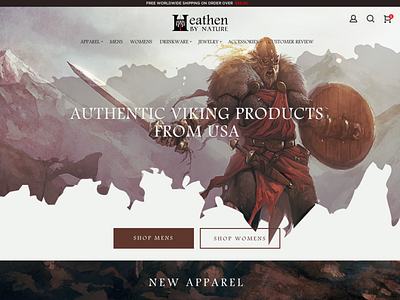 Heathen By Nature website new look! apparel clean tshirts web design