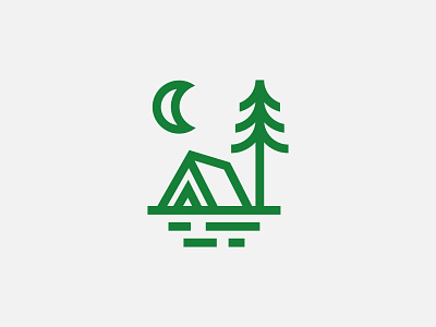 Tent. Pine. Moon minimalism