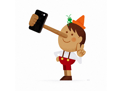 Pinocchio Selfie cricket fun illustration iphone jiminy phone pinocchio selfie tale