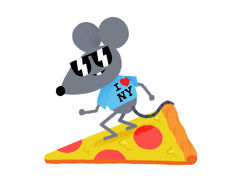NYC Pizza rat! animal animation character fun gif happy illustration loop new york nyc vintage