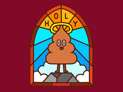 Holy S**t character fun glass illustration poop religion vintage