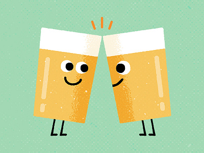 Cheers bro! beer cheers fun illustration mauro gatti party smile toast vintage