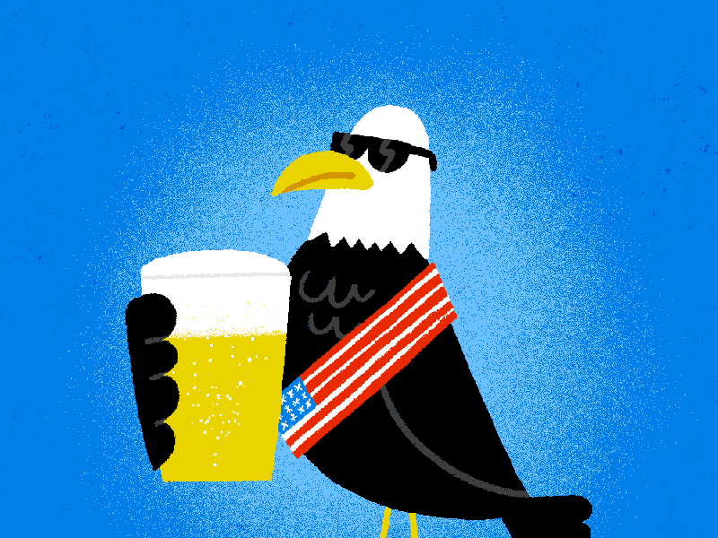 Happy 4th of July folks! beer bird character cool day eagle fireworks flag freedom independence usa vintage