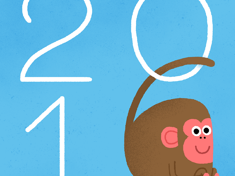 2016, Year of the Monkey 2016 animal character greetings illustration minimal monkey new year vintage