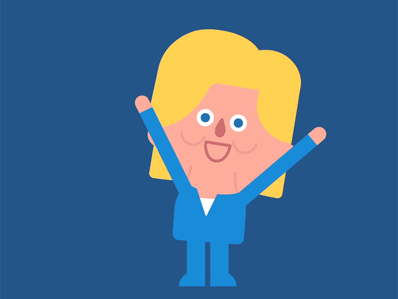 Excited Hillary! animation app character clinton election free game gif president running trump usa