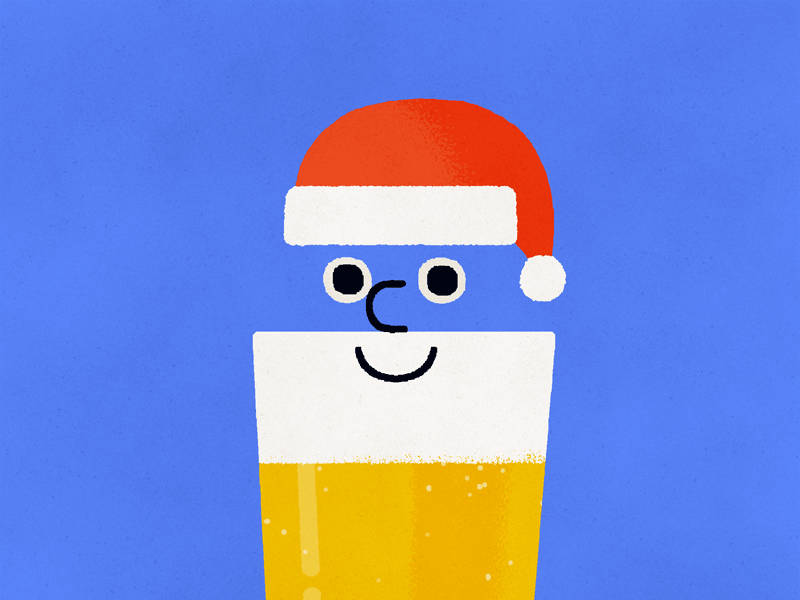 Cheers for a Merry Christmas beer booze character christmas drink face fun hat illustration xmas