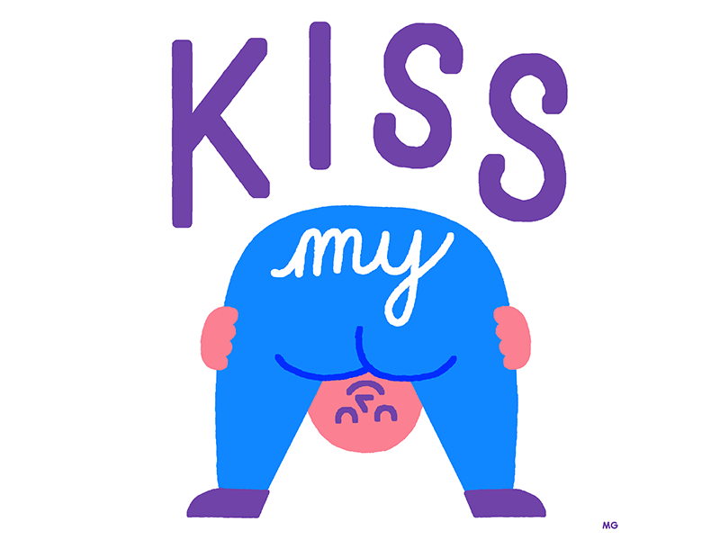 Kiss... the first sticker of a set I'm working on animation ass booty character fun gif kiss kiss my ass loop type