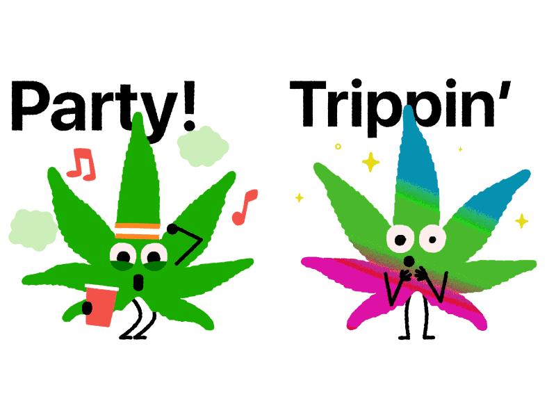 Weed Stickers animation cannabis character fun gif loop motion music party sticker trip weed