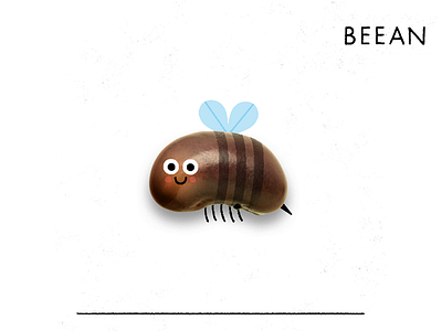 Beean animal bean bee character creative fun illustration photo pun smile vegan vegetables