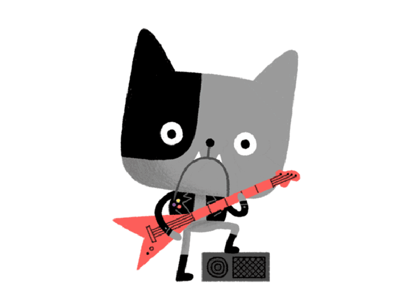 Bullrock! animal animation bulldog character dog guitar illustration loop music vintage
