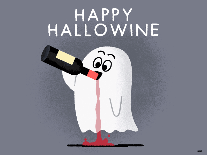 Happy Hallowine! animation booze character drink ghost gif halloween october party wine