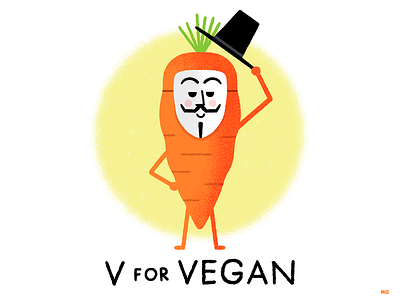 V for Vegan carrot character comic book cute fan art minimal movie texture v for vendetta vegan vintage