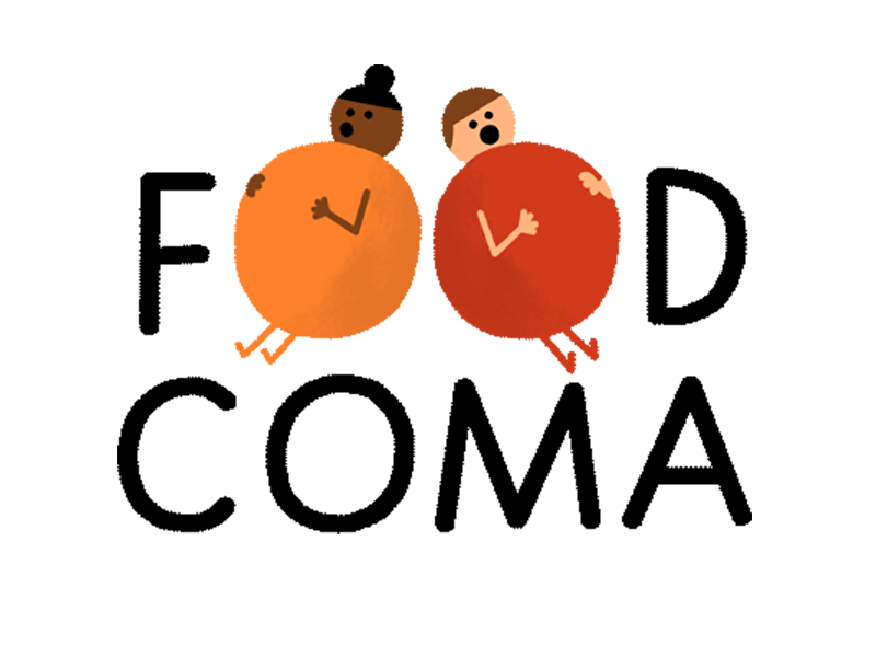 Food Coma 2d 2d art animation charachter design food food and beverage gif loop snapchat sticker typogaphy vegan